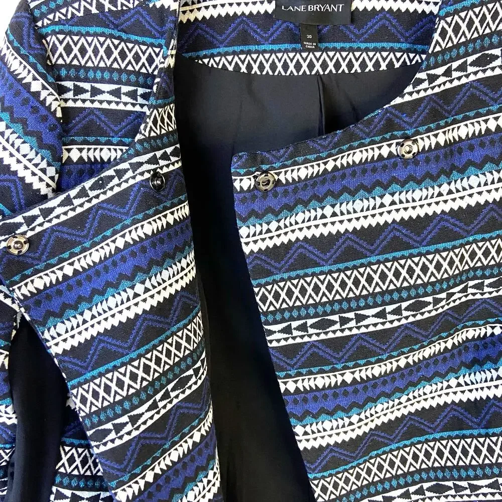 Lane Bryant‎ Tribal Print Jacket Women's 20 Swing Aztec Geometric Career Wear - Picture 3 of 9